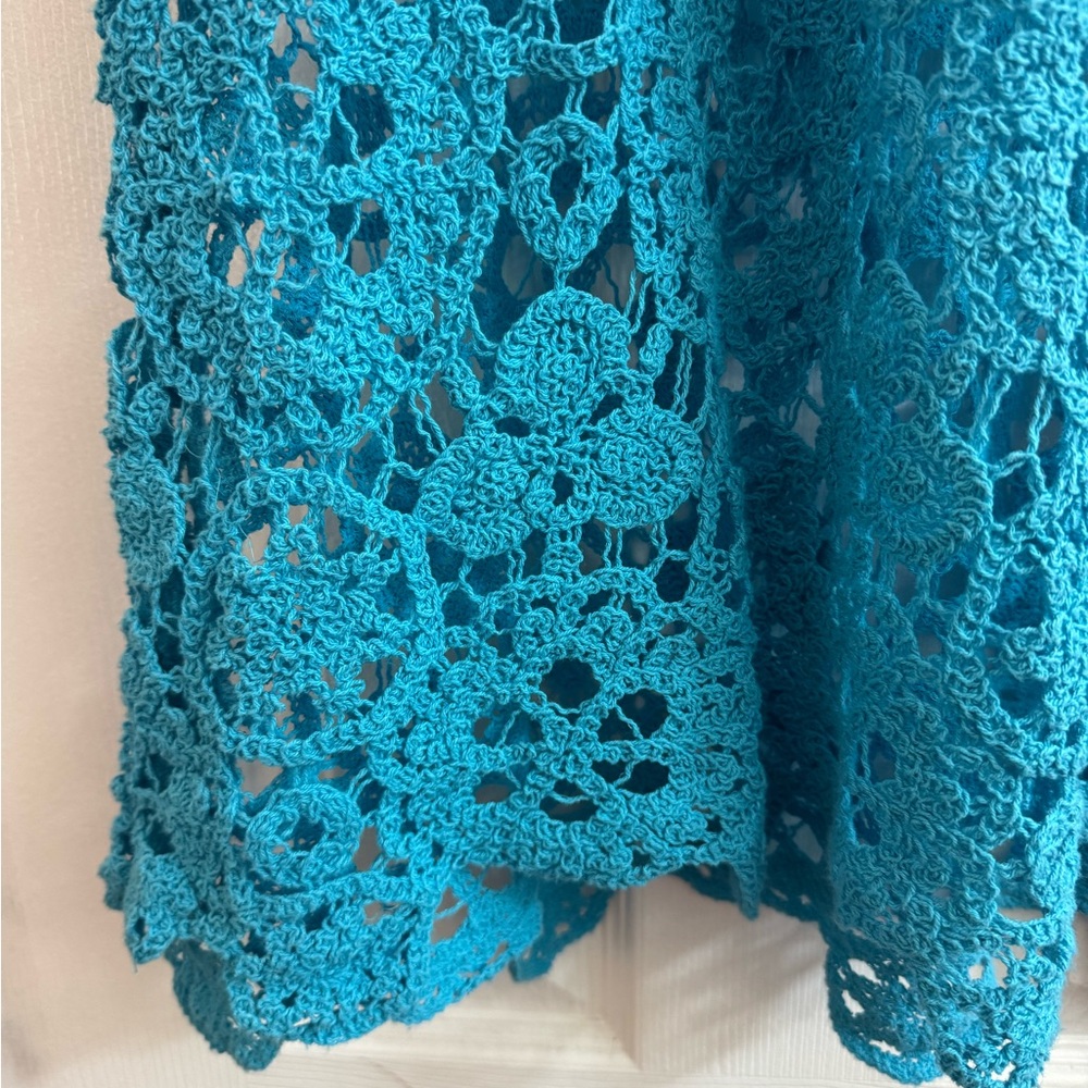 HOUSE OF HARLOW 1960 Blue Crochet Maxi Dress/Cover Up Size Medium - Picture 4 of 5
